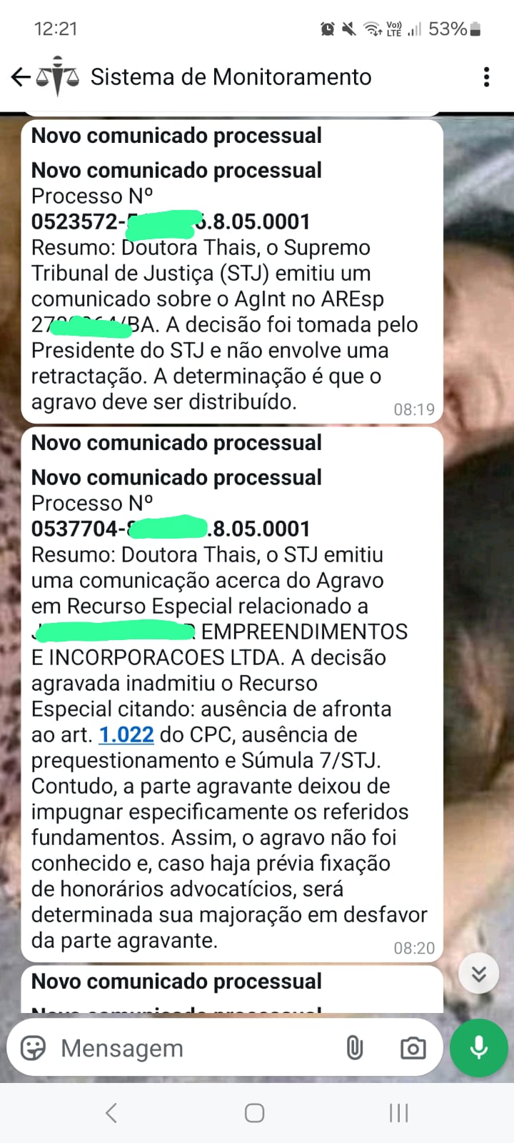 Notificação de decisão