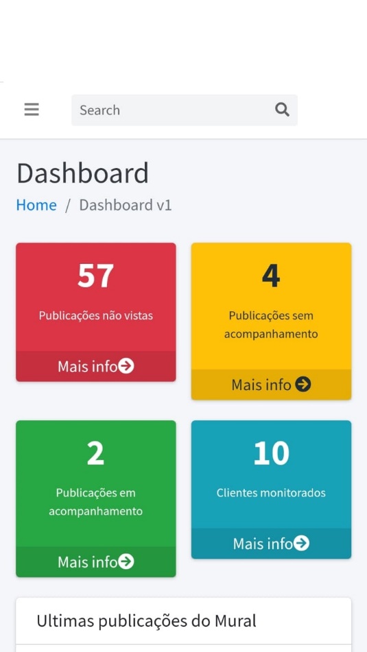 Dashboard principal do SMAP